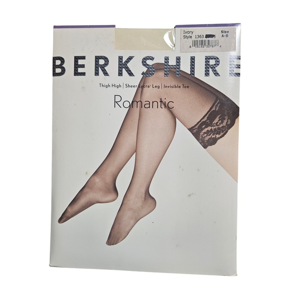 Berkshire Romantic‎ Thigh High Stockings A-B Ivory Lace Top Sheer Lycra 1363 NWT